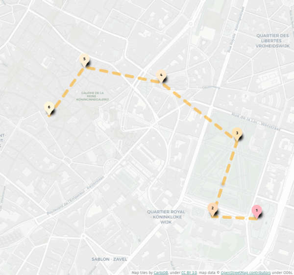 ScienceRallye_Brussels_Map_Detail Brussels - Team tour