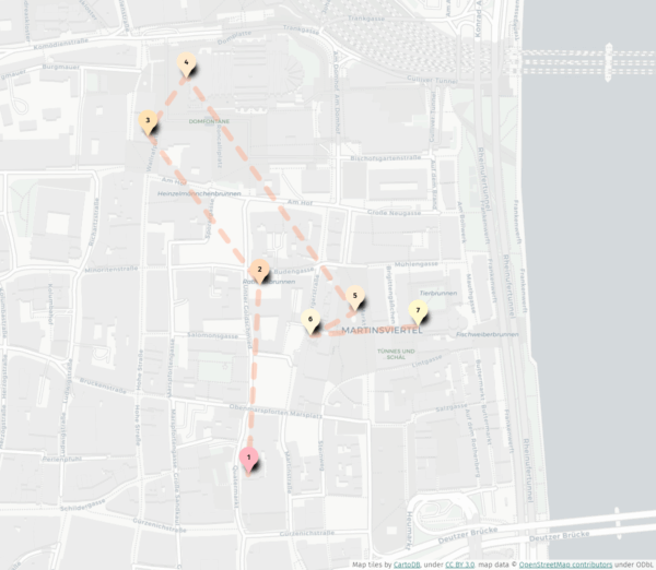 ScienceRallye_Cologne_Map_Detail Cologne - Team tour